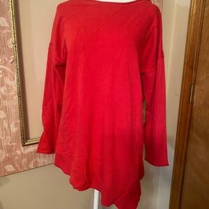 “verve ami” Dark Pink Asymmetrical Hem Sweater